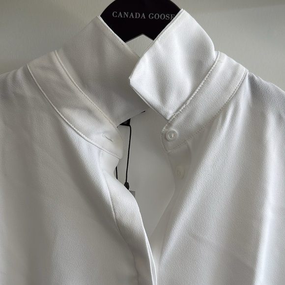 Dynamite White Cropped Long Sleeve Notched Collar Shirt - Picture 8 of 8